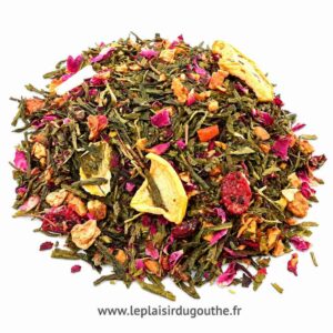 Thé Vert Corps Sublime Pomme Cerise, thé vert Sencha, morceaux de pomme et de cerise, mélange de thé en vrac
