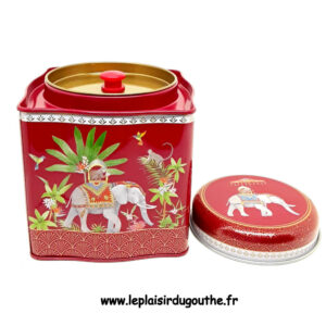 Boite à thé Eléphant rouge métal avec opercule 120-150 g - leplaisirdugouthe
