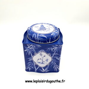 Boite à thé bleue décor japonais